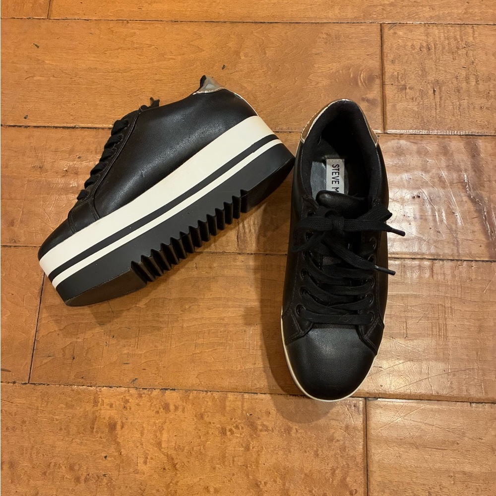 Steve Madden Black and White Platform Sneakers